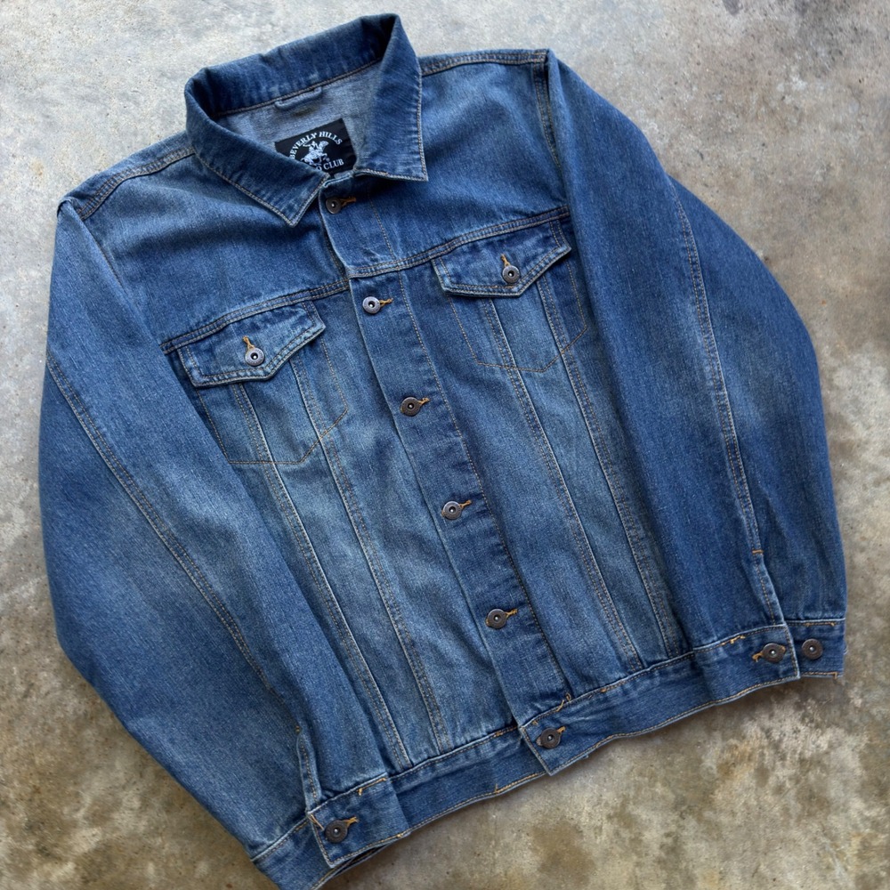 Vintage Y2K Polo Club Jean Jacket Workwear Denim Blue Large (g2a)